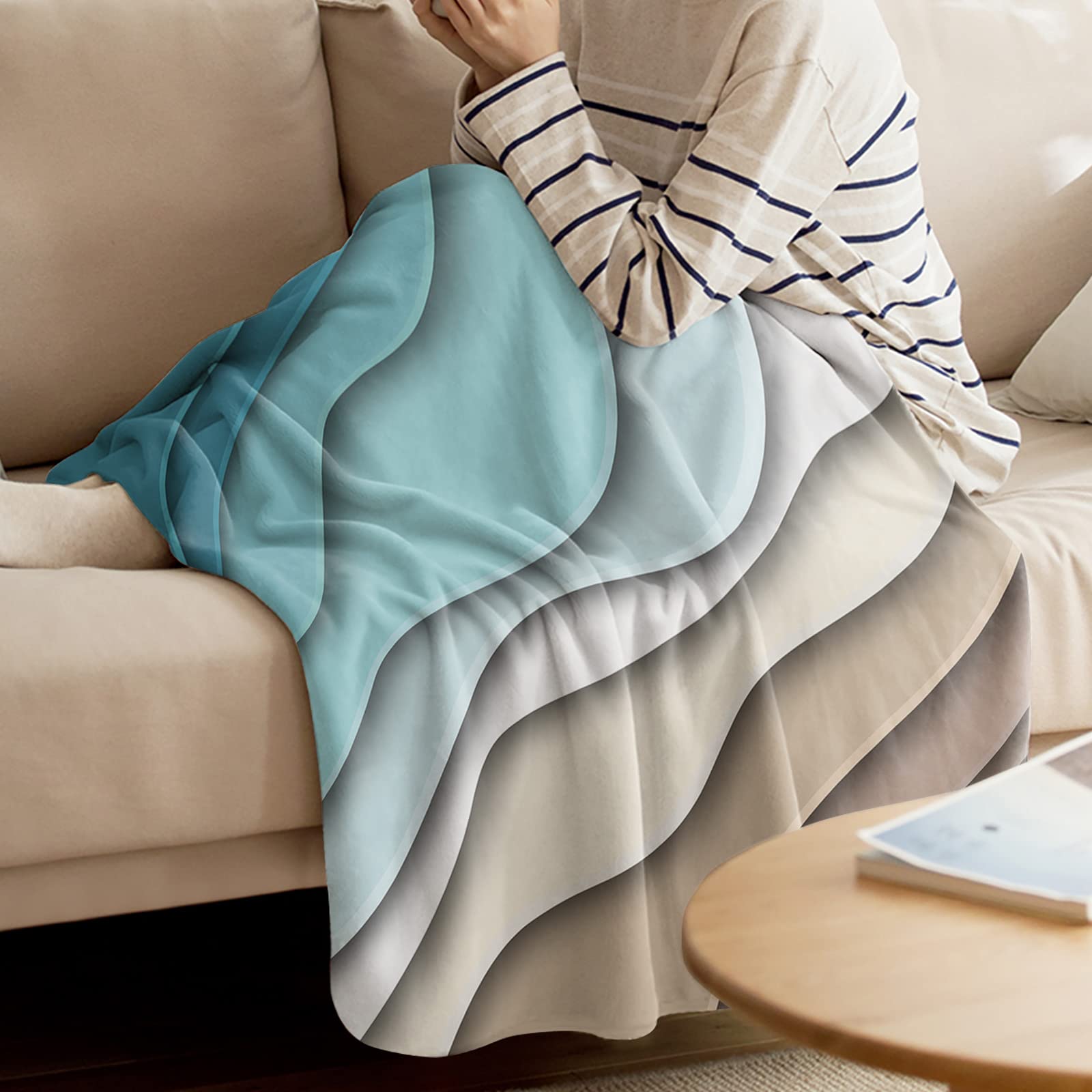 Amazon.com: Teal Blanket Modern Geometric Throw Blanket Blue Brown
